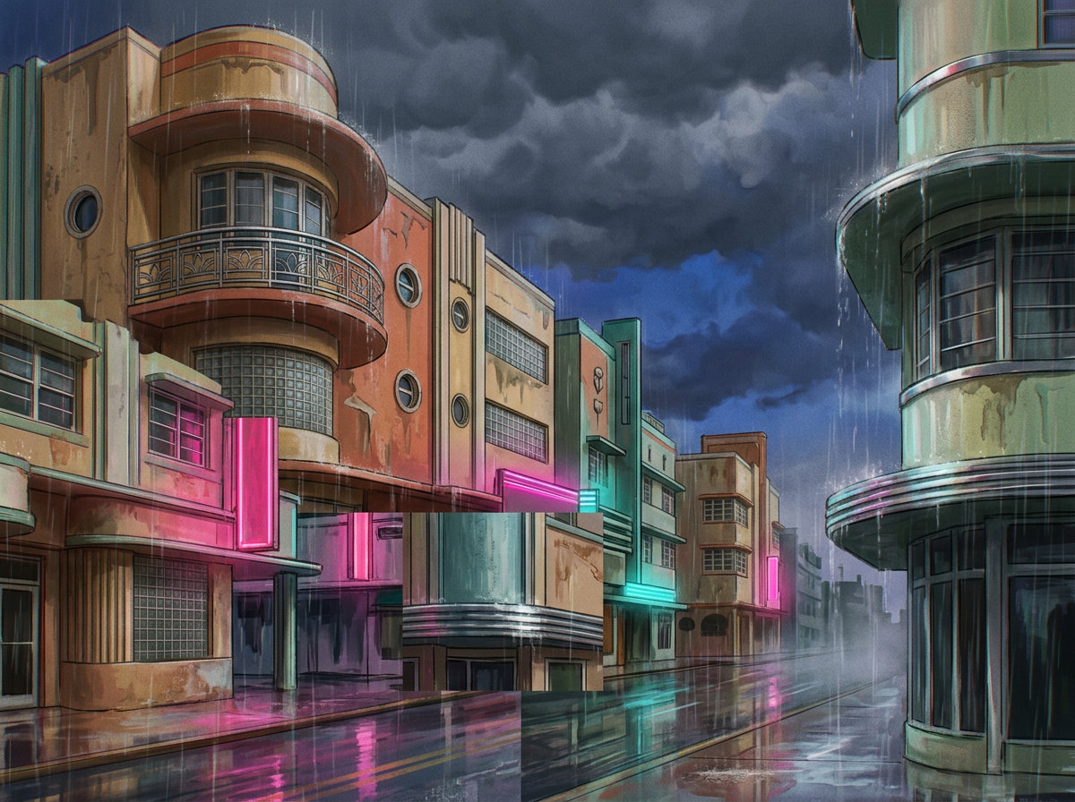 Colagem art déco · sob chuva 2