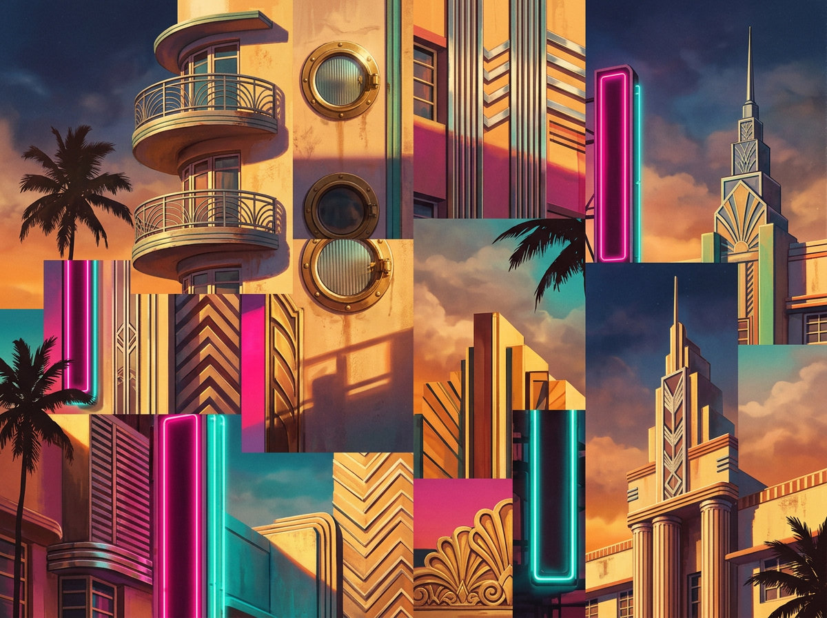 Colagem art déco · ao entardecer