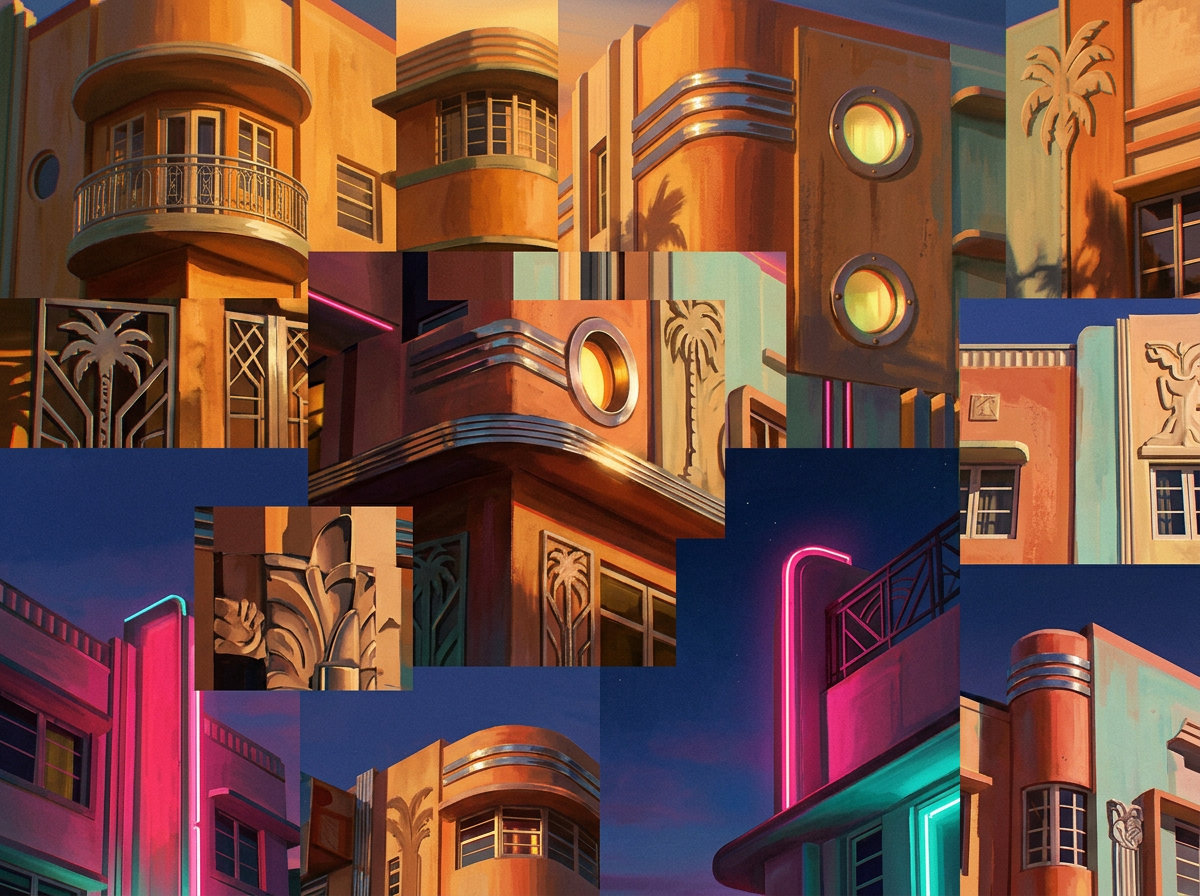 Colagem art déco · ao entardecer 2