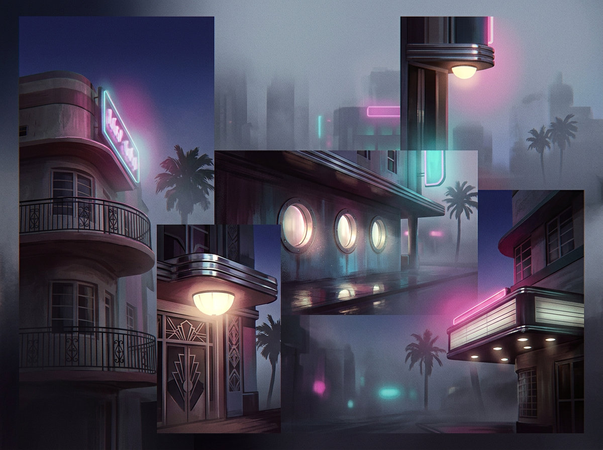 Colagem art déco · na neblina
