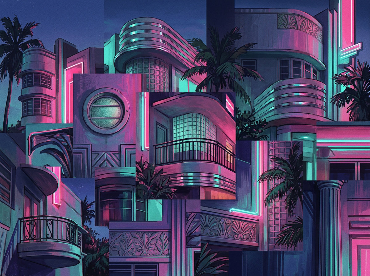 Colagem art déco · sob o neon