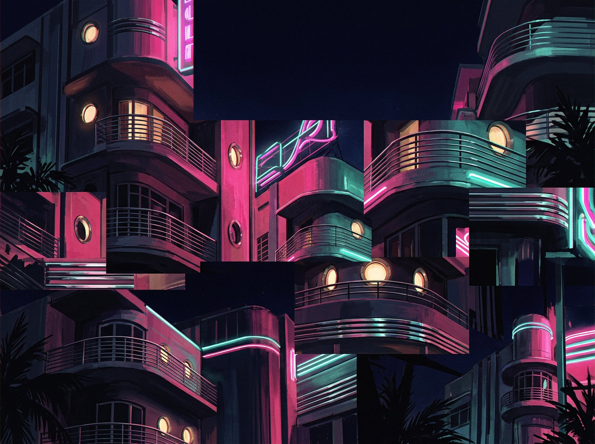 Colagem art déco · em noite fechada 2