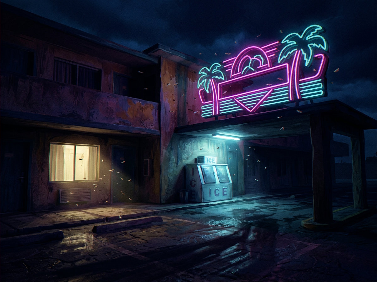 Fachada de motel · em noite fechada 2