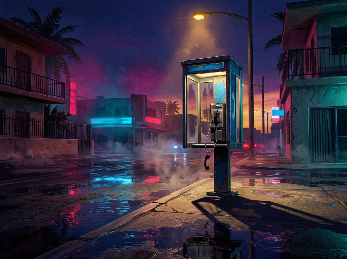 Telefone na chuva · ao entardecer