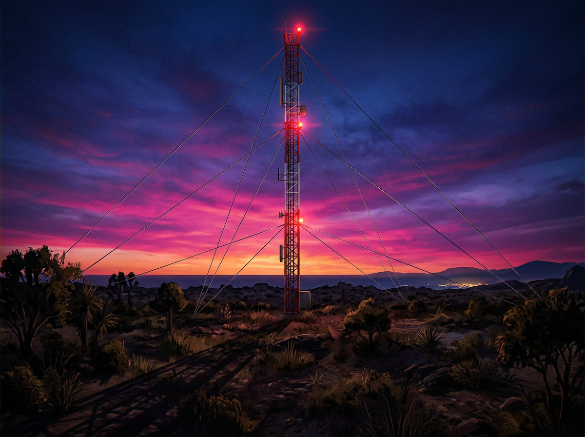 Torre de rádio · ao meio-dia