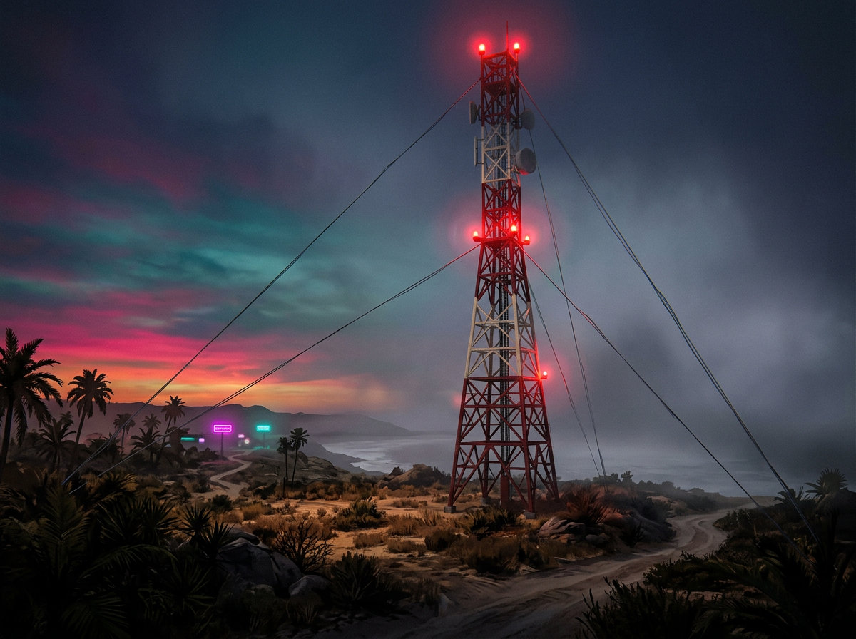 Torre de rádio · na neblina