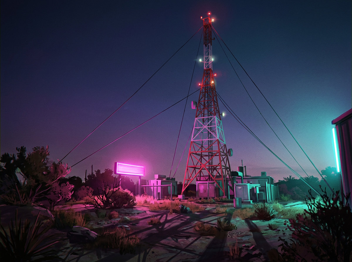 Torre de rádio · sob o neon