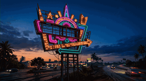 Letreiro de motel · ao entardecer 2