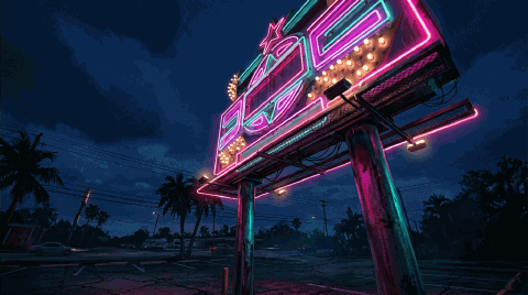 Letreiro de motel · sob o neon