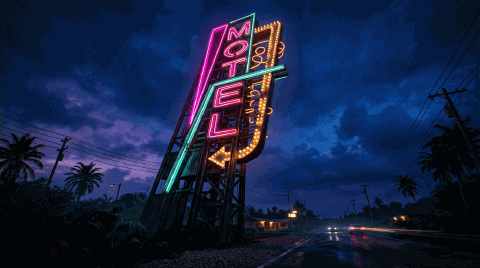 Letreiro de motel · em noite fechada