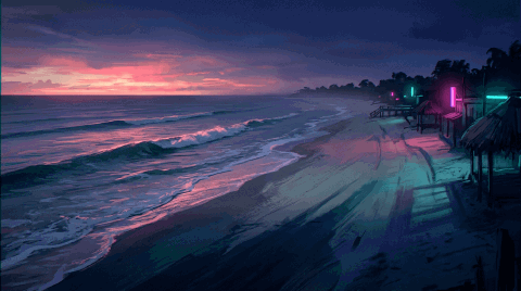Mar em loop · ao amanhecer