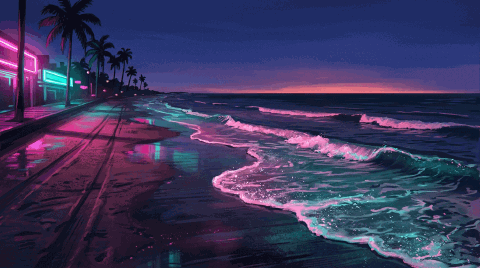 Mar em loop · sob o neon