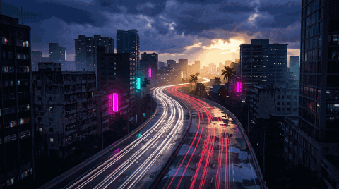 Trânsito noturno · depois da tempestade