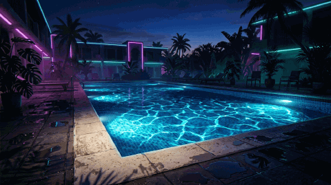Piscina à noite