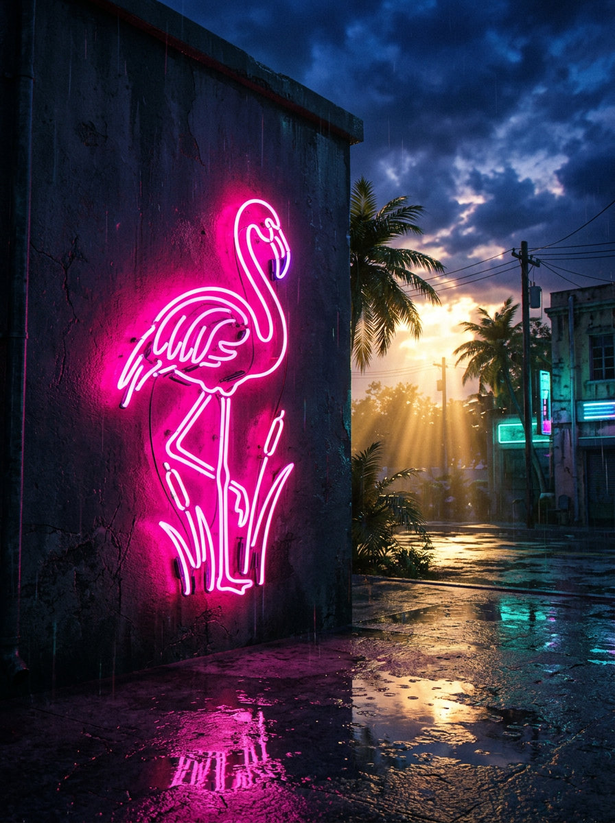 Flamingo de neon · depois da tempestade