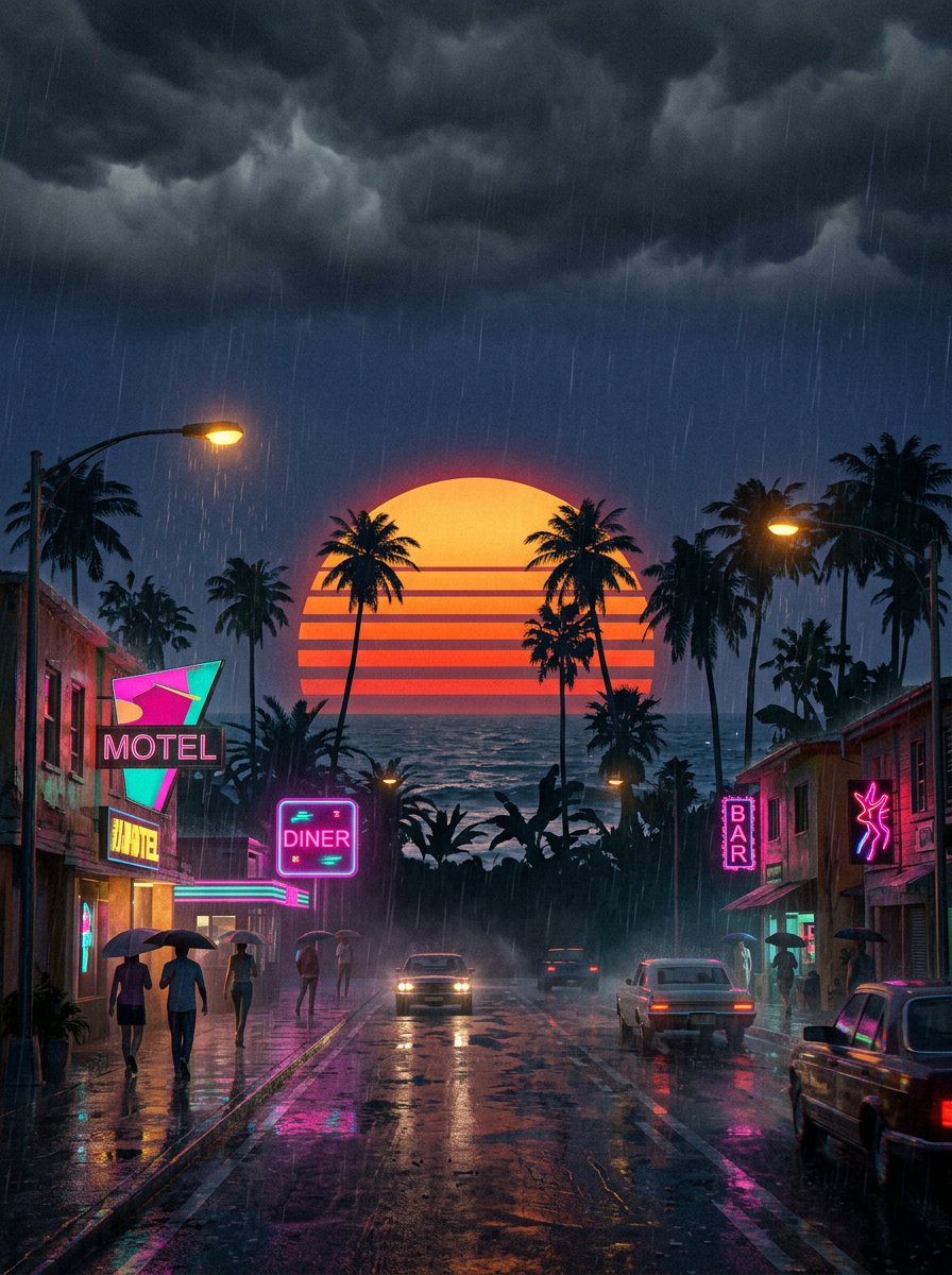 Sol de neon · sob chuva 2