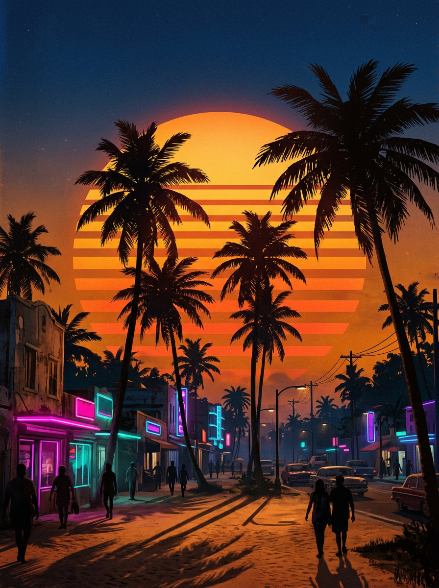 Sol de neon · ao entardecer