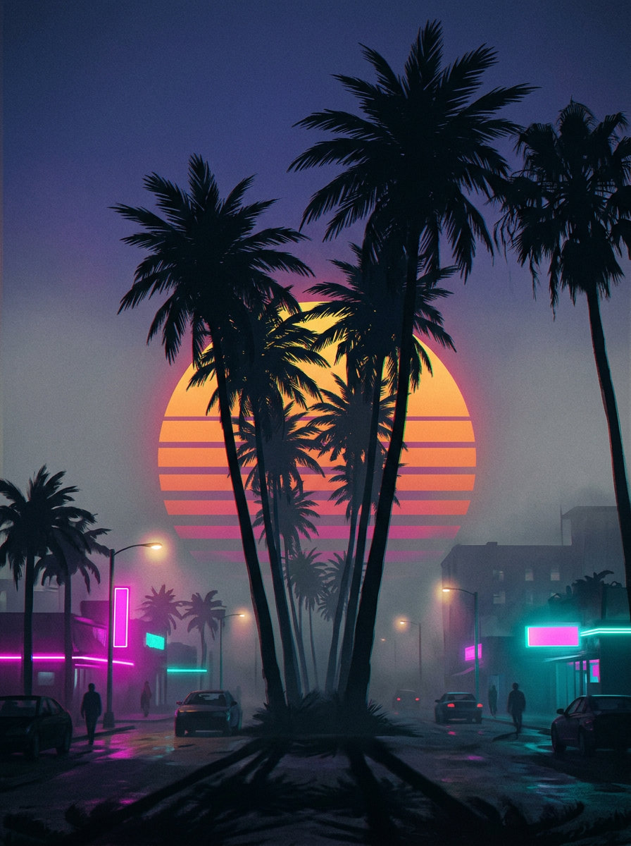 Sol de neon · na neblina