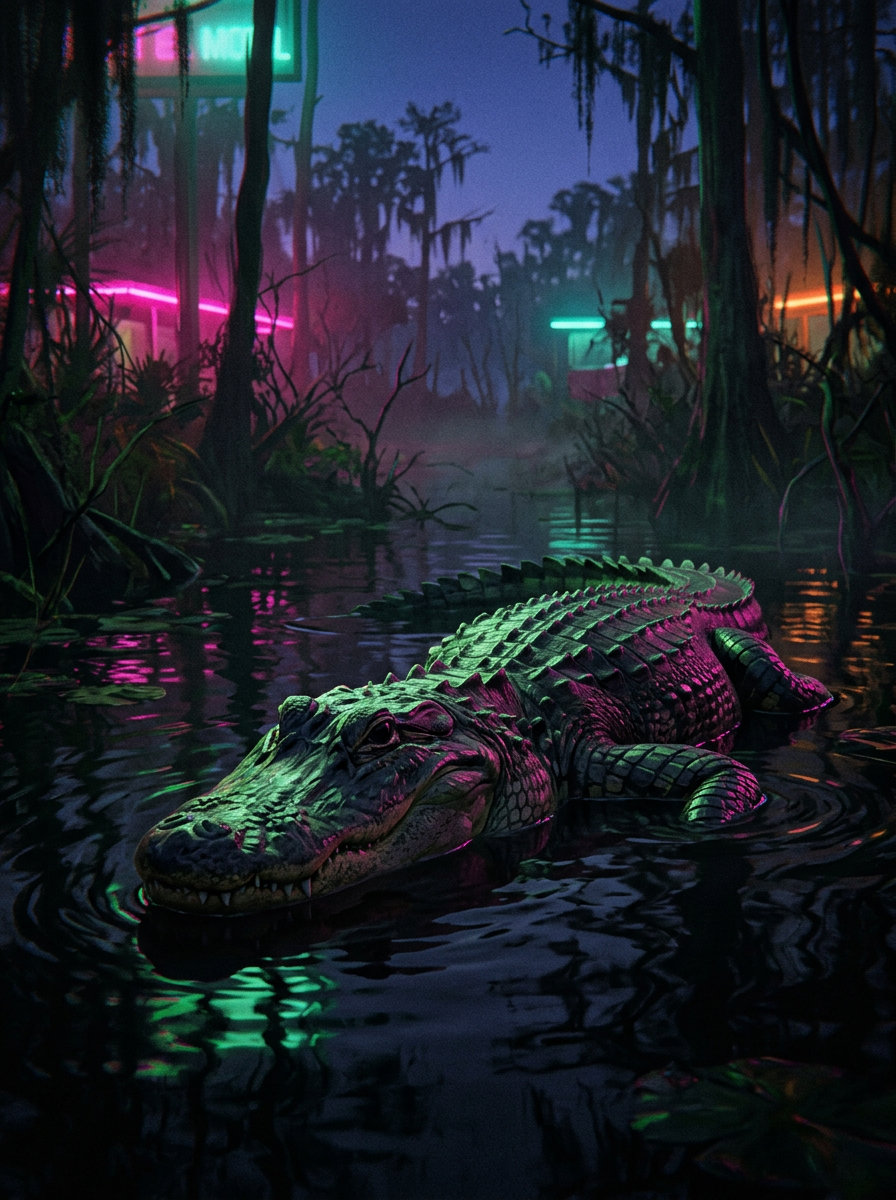 Jacaré no neon