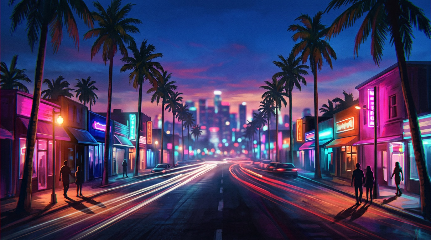 Avenida de palmeiras · ao entardecer 2