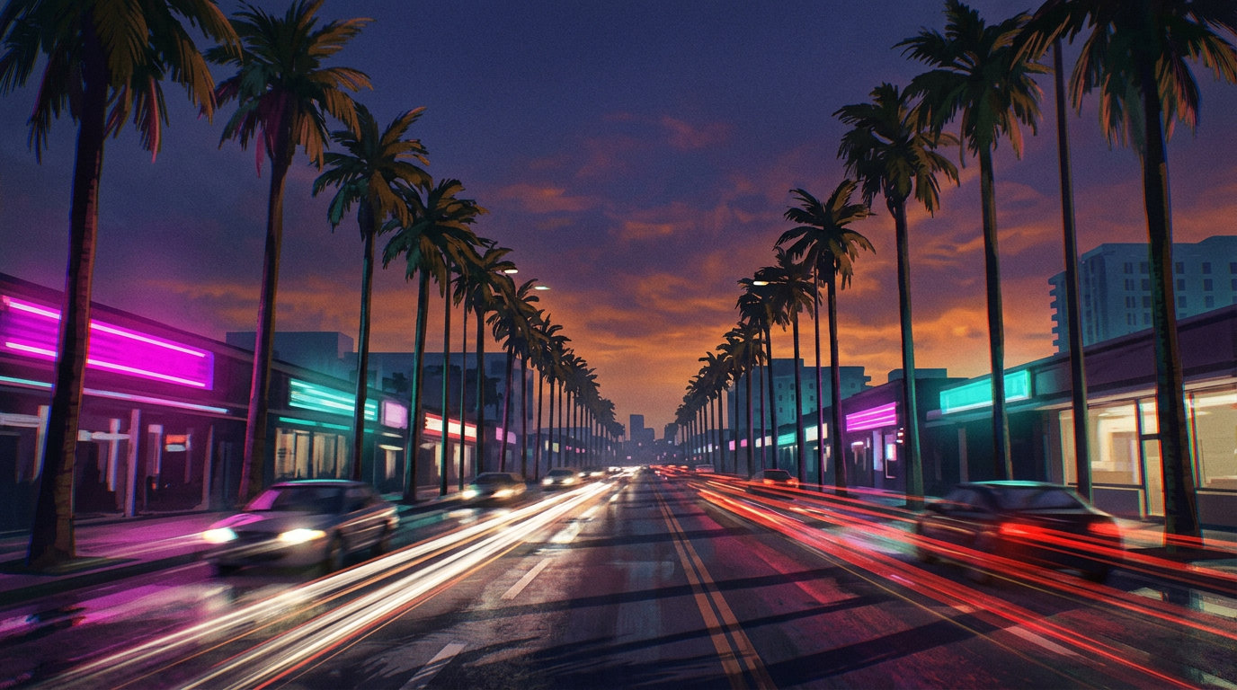 Avenida de palmeiras · ao meio-dia