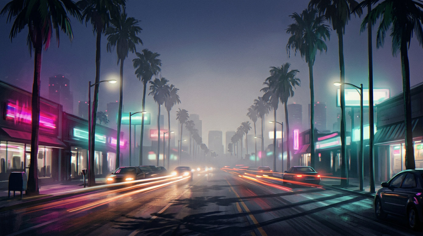 Avenida de palmeiras · na neblina