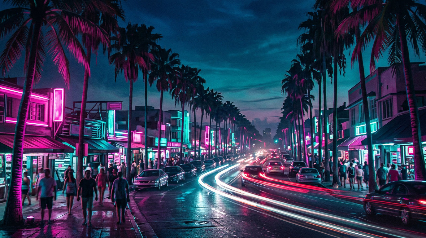 Avenida de palmeiras · sob o neon