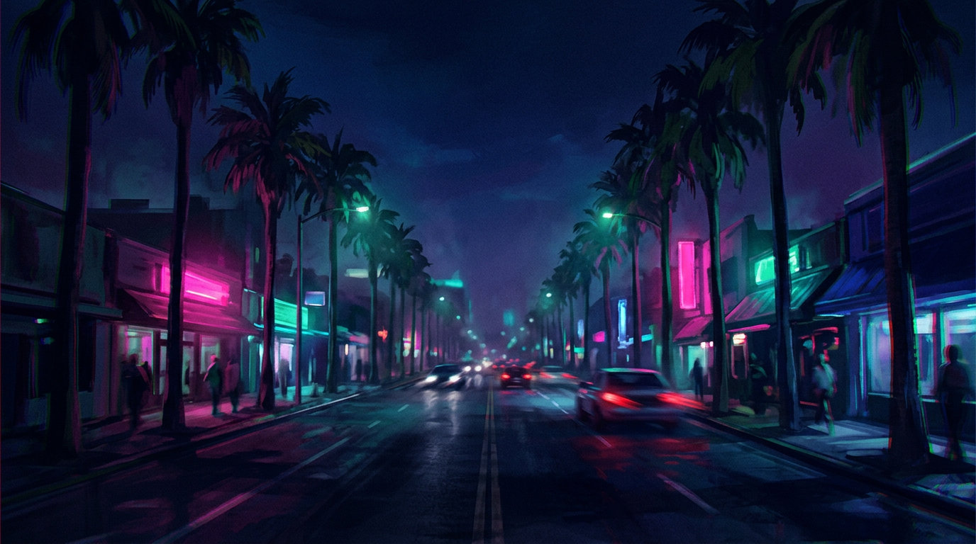 Avenida de palmeiras · em noite fechada 2