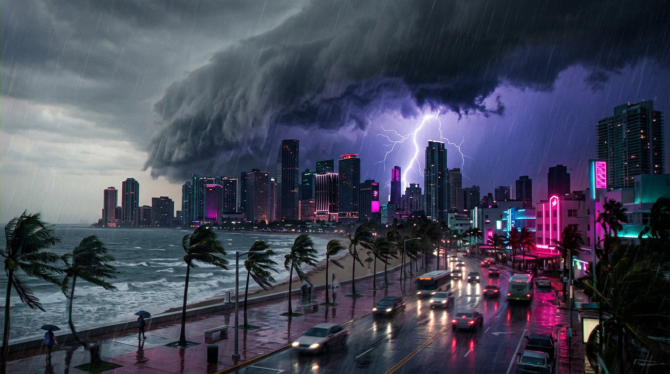Tempestade tropical · sob chuva
