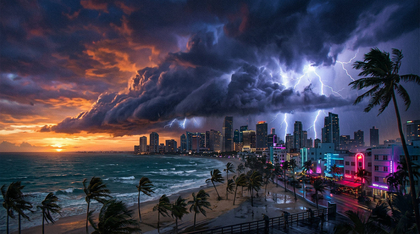 Tempestade tropical · ao entardecer